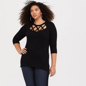 Torrid Black Cage Front Sweater